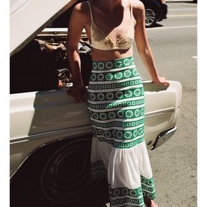 Zara Green and White Midi Skirt